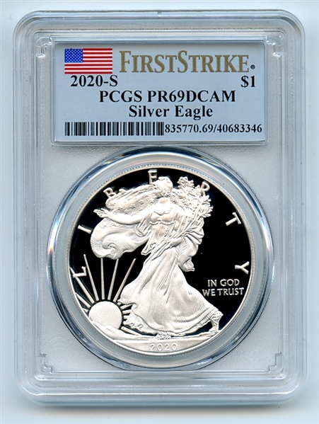 2020 S $1 Proof American Silver Eagle Dollar 1oz PCGS PR69DCAM First Strike