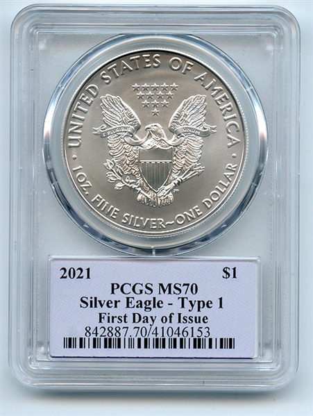 2021 $1 American Silver Eagle Type 1 PCGS MS70 FDOI Cleveland Native