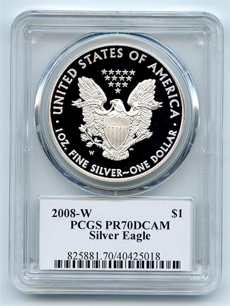 2008 W $1 Proof American Silver Eagle PCGS PR70DCAM Fred Haise