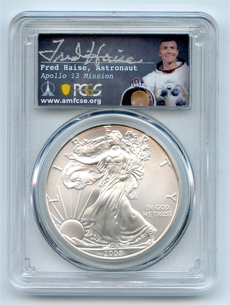2008 $1 American Silver Eagle PCGS MS70 Fred Haise