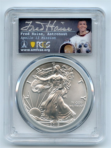 2019 $1 American Silver Eagle PCGS MS70 First Strike Fred Haise 