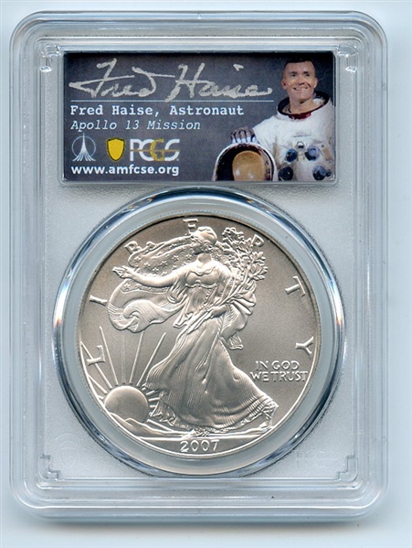 2007 $1 American Silver Eagle PCGS MS70 Fred Haise