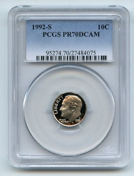 1992 S 10C Roosevelt Dime Proof PCGS PR70DCAM