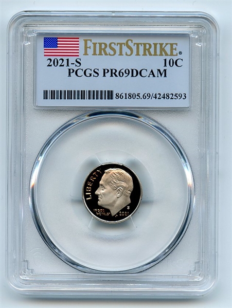 2021 S 10C Clad Roosevelt Dime PCGS PR69DCAM First Strike