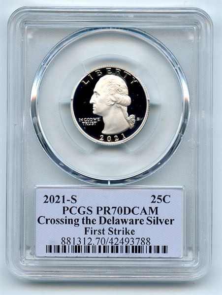 2021 S 25C Silver Crossing the Delaware Quarter PCGS PR70DCAM Cleveland Native