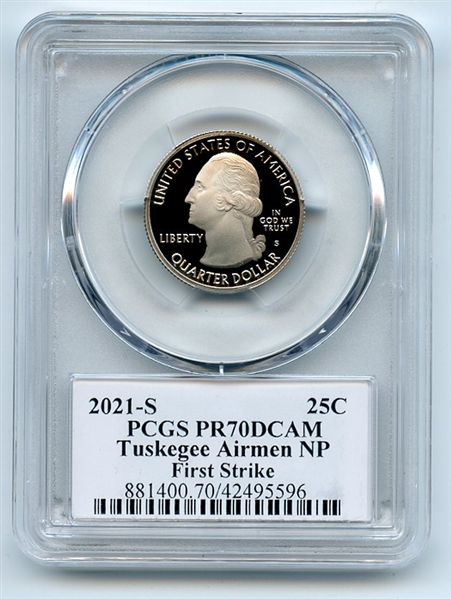 2021 S 25C Clad Tuskegee Airmen Quarter PCGS PR70DCAM FS Leonard Buckley