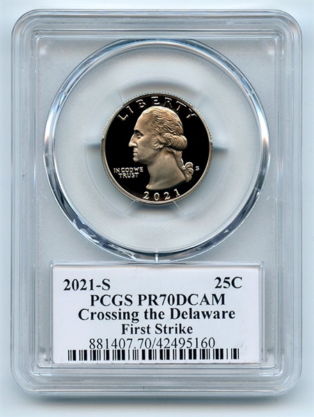 2021 S 25C Clad Crossing the Delaware Quarter PCGS PR70DCAM FS Leonard Buckley