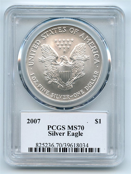 2007 $1 American Silver Eagle Dollar 1oz PCGS MS70 Thomas Cleveland Eagle