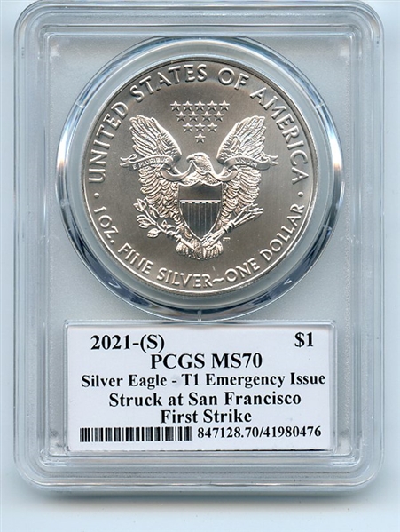2021 (S) $1 Silver Eagle 1oz Dollar Emergency PCGS MS70 FS Cleveland Eagle