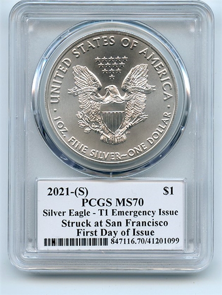 2021 (S) $1 Silver Eagle 1oz Dollar Emergency PCGS MS70 FDOI Cleveland Arrows