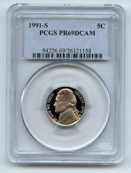 1991 S 5C Jefferson Nickel Proof PCGS PR69DCAM