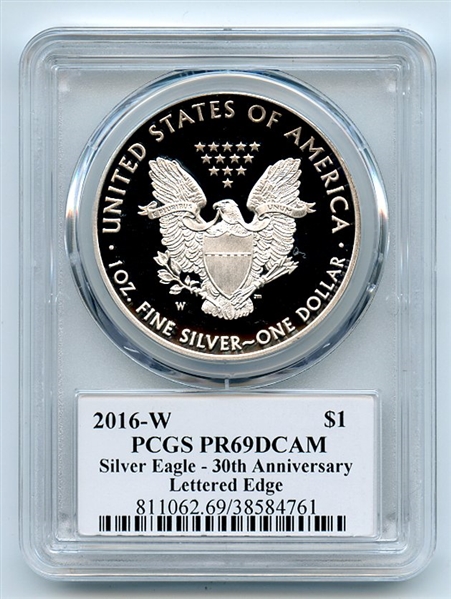 2016 W $1 Proof American Silver Eagle 1oz PCGS PR69DCAM Leonard Buckley