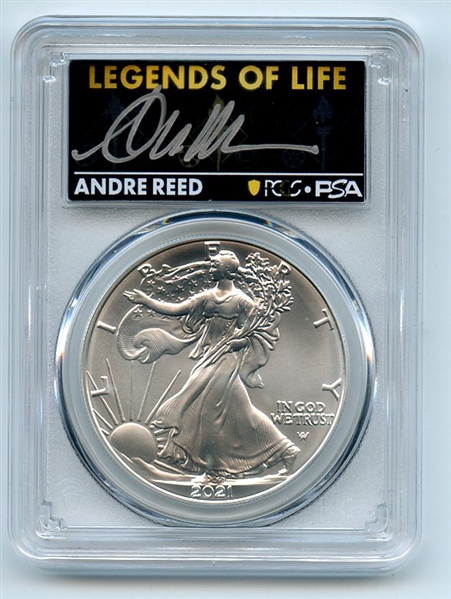 2021 $1 American Silver Eagle Type 2 PCGS PSA MS70 Legends of Life Andre Reed