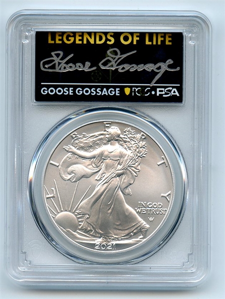 2021 $1 Silver Eagle T2 First Production PCGS MS70 Legends of Life Goose Gossage
