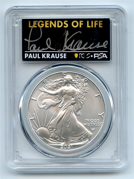 2021 $1 Silver Eagle T2 First Production PCGS MS70 Legends of Life Paul Krause