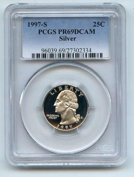 1997 S 25C Silver Washington Quarter Proof PCGS PR69DCAM