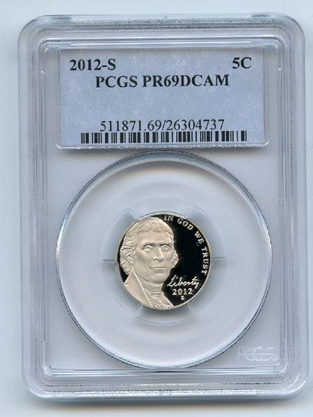 2012 S 5C Jefferson Nickel PCGS PR69DCAM