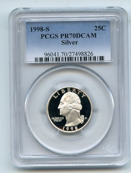 1998 S 25C Silver Washington Quarter Proof PCGS PR70DCAM