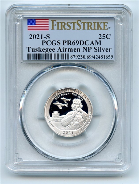 2021 S 25C Silver Tuskegee Airmen Quarter PCGS PR69DCAM First Strike