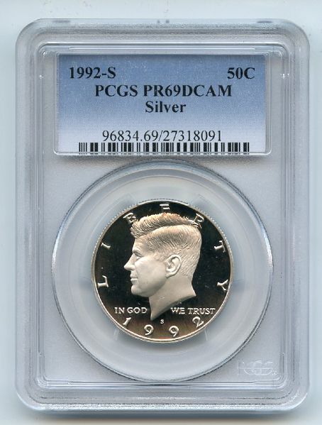 1992 S 50C Silver Kennedy Half Dollar Proof PCGS PR69DCAM