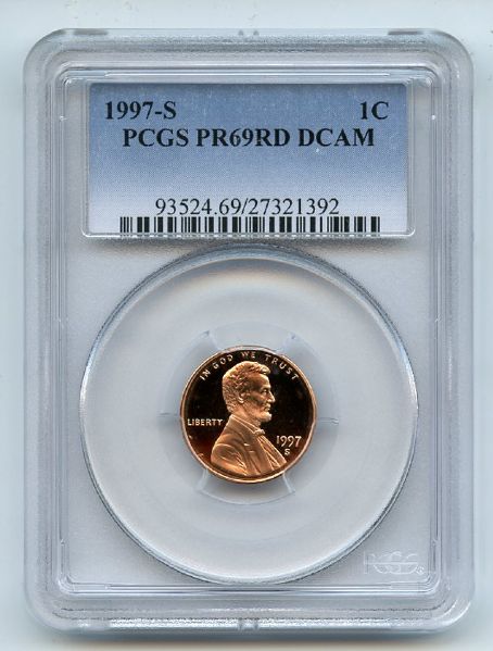 1997 S 1C Lincoln Cent Proof PCGS PR69DCAM