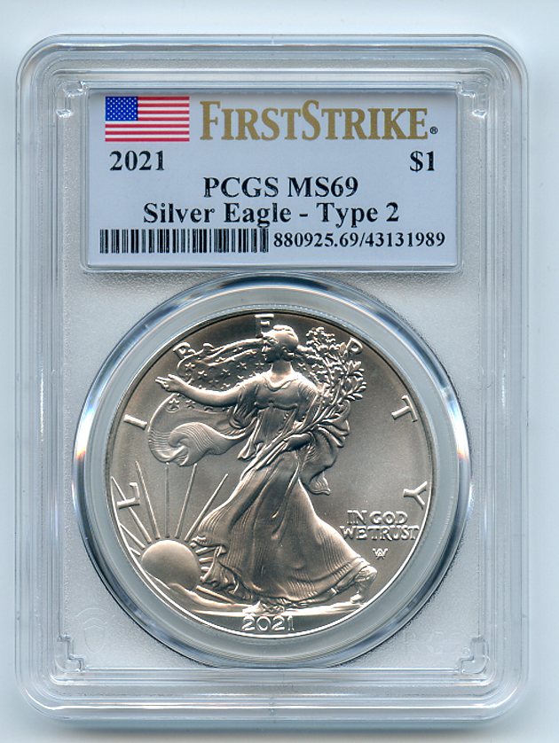 Lot Detail 2021 1 American Silver Eagle 1oz Type 2 PCGS MS69 First