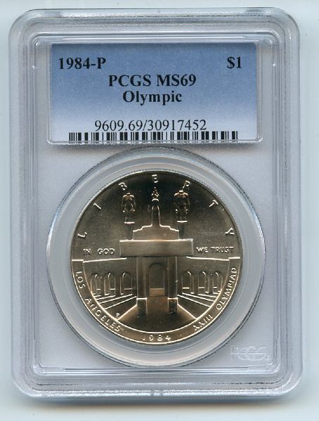 1984 P $1 Olympic Silver Commemorative Dollar PCGS MS69