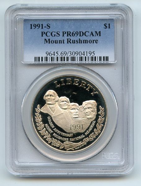 1991 S $1 Mount Rushmore Silver Commemorative Dollar PCGS PR69DCAM