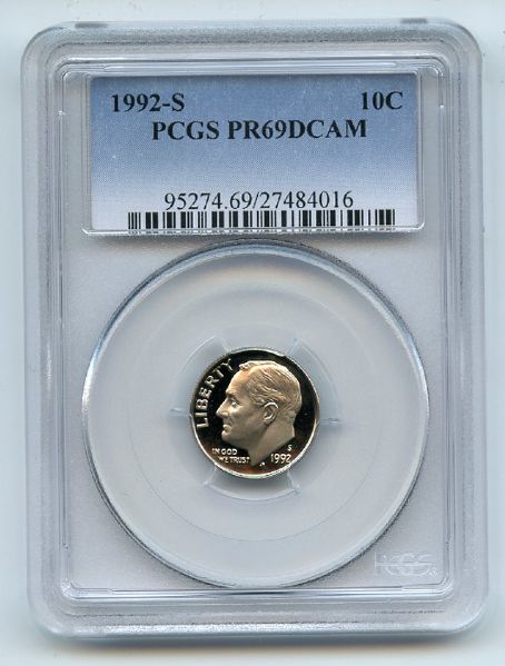 1992 S 10C Roosevelt Dime Proof PCGS PR69DCAM