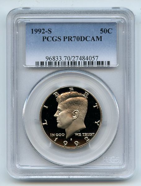 1992 S 50C Kennedy Half Dollar Proof PCGS PR70DCAM