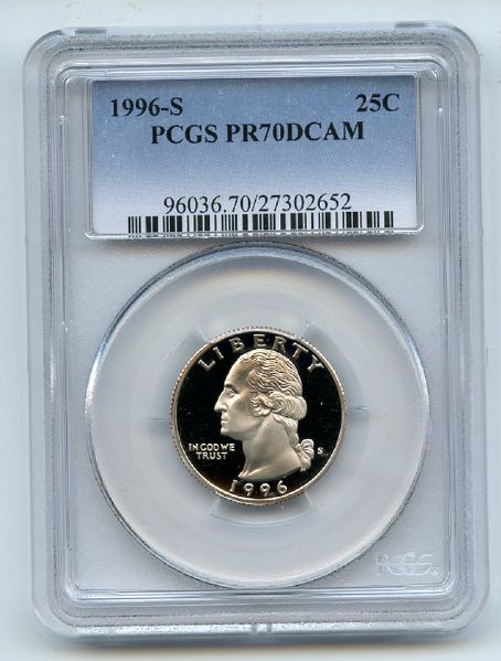1996 S 25C Washington Quarter Proof PCGS PR70DCAM