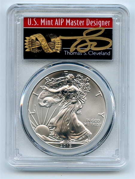 2015 $1 American Silver Eagle PCGS MS70 Thomas Cleveland Arrows