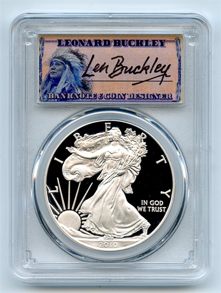 2010 W $1 Proof American Silver Eagle 1oz PCGS PR69DCAM Leonard Buckley