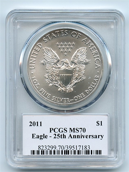 2011 $1 American Silver Eagle Dollar 1oz PCGS MS70 Thomas Cleveland Arrows