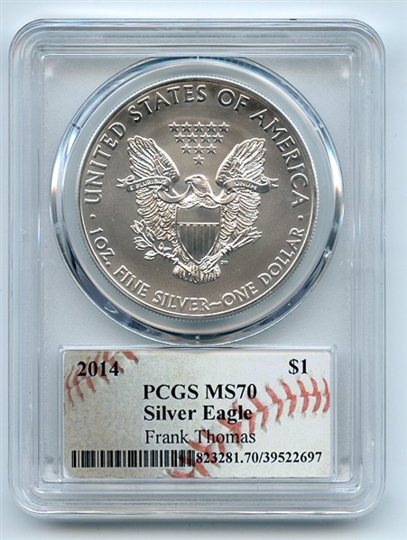 2014 $1 American Silver Eagle Dollar 1oz PCGS MS70 Frank Thomas