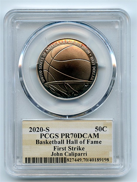 2020 S 50C Basketball Hall of Fame Commemorative PCGS PR70DCAM FS John Caliparri