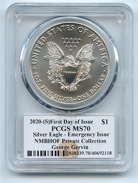 2020 (S) $1 Silver Eagle Emergency Issue PCGS MS70 FDOI George Gervin