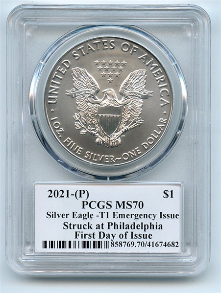 2021 (P) $1 Emergency Issue American Silver Eagle PCGS MS70 FDOI Leonard Buckley