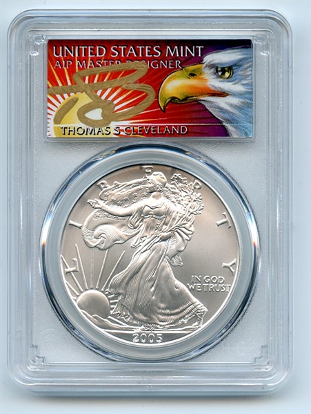 2005 $1 American Silver Eagle Dollar 1oz PCGS MS70 Thomas Cleveland Eagle