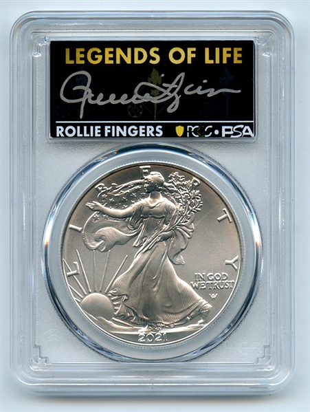 2021 $1 America Silver Eagle Type 2 PCGS PSA MS70 Legends of Life Rollie Fingers