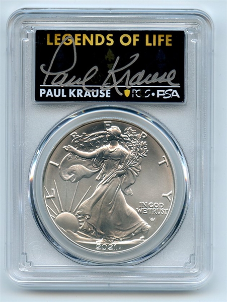 2021 $1 American Silver Eagle Type 2 PCGS PSA MS70 Legends of Life Paul Krause