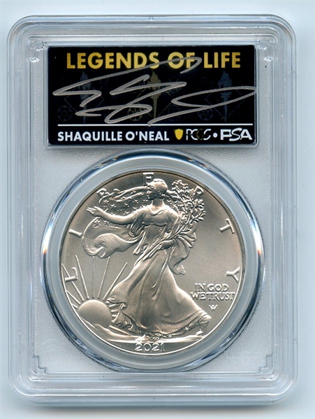 2021 $1 American Silver Eagle Type 2 PCGS PSA MS70 Legends of Life Shaq O'Neal