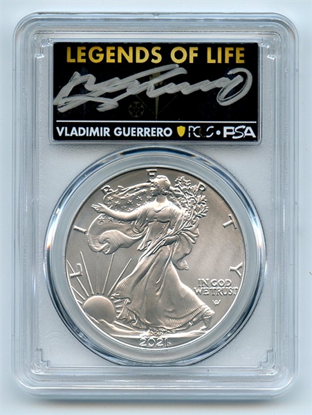 2021 $1 American Silver Eagle T2 PCGS PSA MS70 Legends Life Vladimir Guerrero