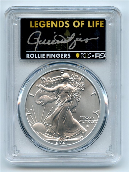 2021 $1 Silver Eagle T2 First Production PCGS MS70 Legends Life Rollie Fingers