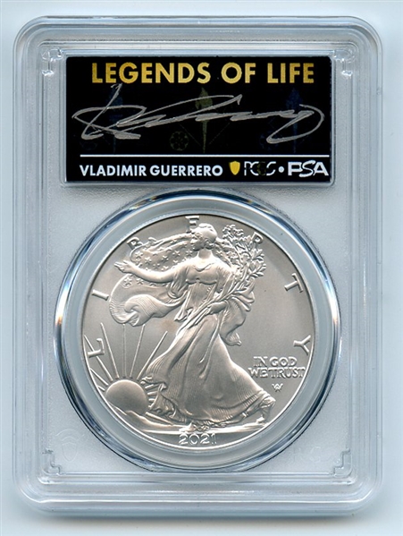 2021 $1 Silver Eagle T2 First Production PCGS MS70 Legends of Life Vlad Guerrero