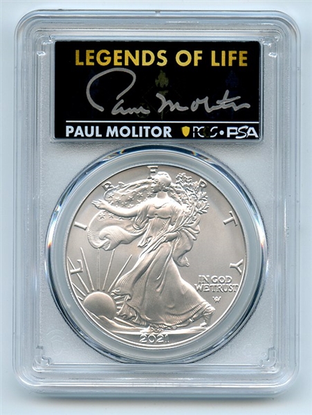 2021 $1 Silver Eagle T2 First Production PCGS MS70 Legends of Life Paul Molitor