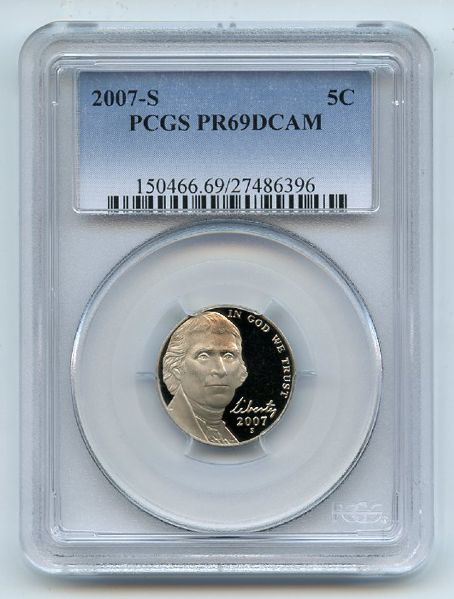 2007 S 5C Jefferson Nickel PCGS PR69DCAM