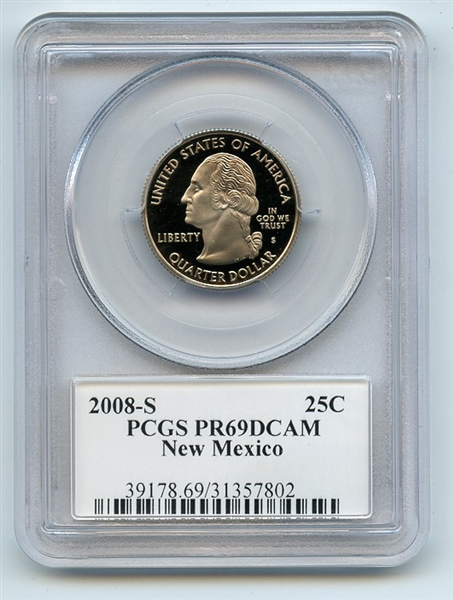 2008 S 25C Clad New Mexico Quarter PCGS PR69DCAM