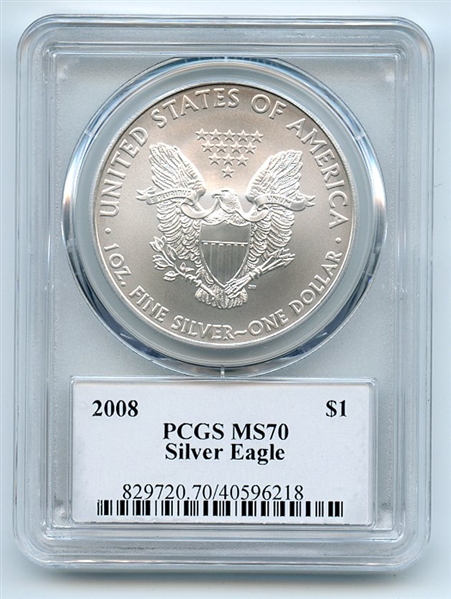 2008 $1 American Silver Eagle 1oz Dollar PCGS MS70 Thomas Cleveland Eagle