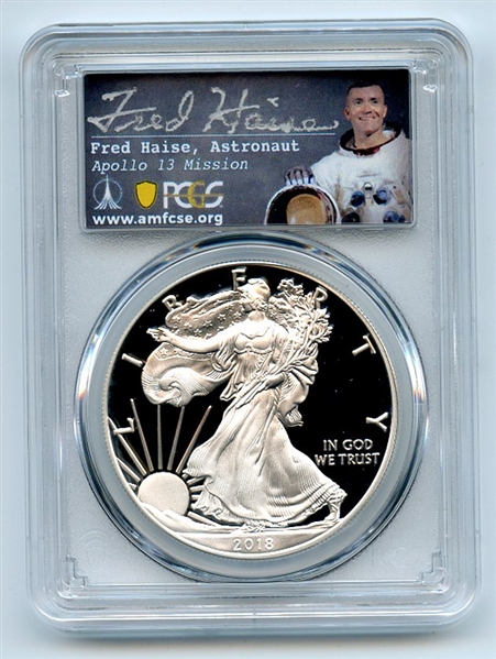 2018 S $1 Proof American Silver Eagle PCGS PR70DCAM Fred Haise